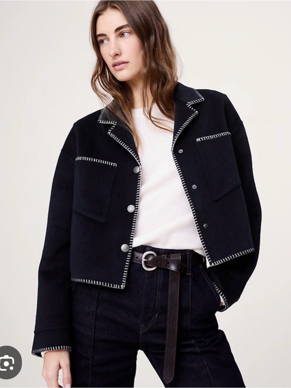 Banana republic navy Crop Jacket with Contrast Stitching- new with tags